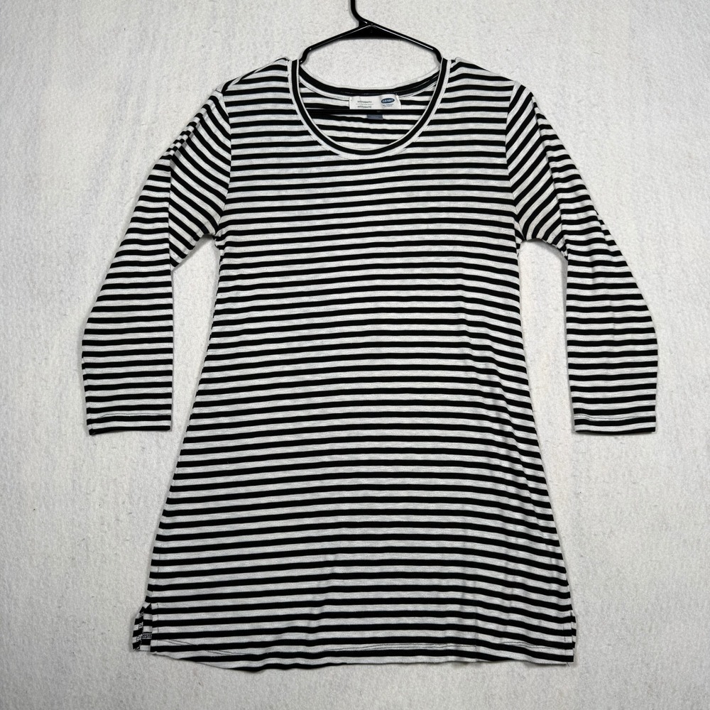 Old Navy Maternity Striped Long Sleeve Tunic Top Black White Size M